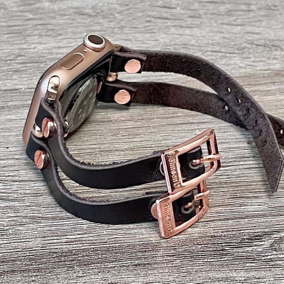 Italian Dark Brown Leather Band for Apple Watch